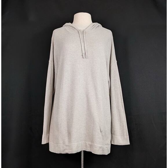 J.Jill Pure Jill Tunic Top Tan Thermal Hooded Hoodie Cotton Blend Misses Size XL - Picture 1 of 7